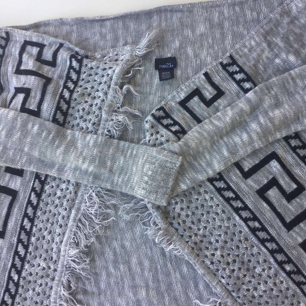 gray tribal print cardigan